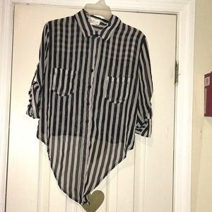 Black & white sheer blouse.